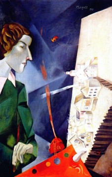 Autoportrait à la palette contemporain Marc Chagall Peinture à l'huile
